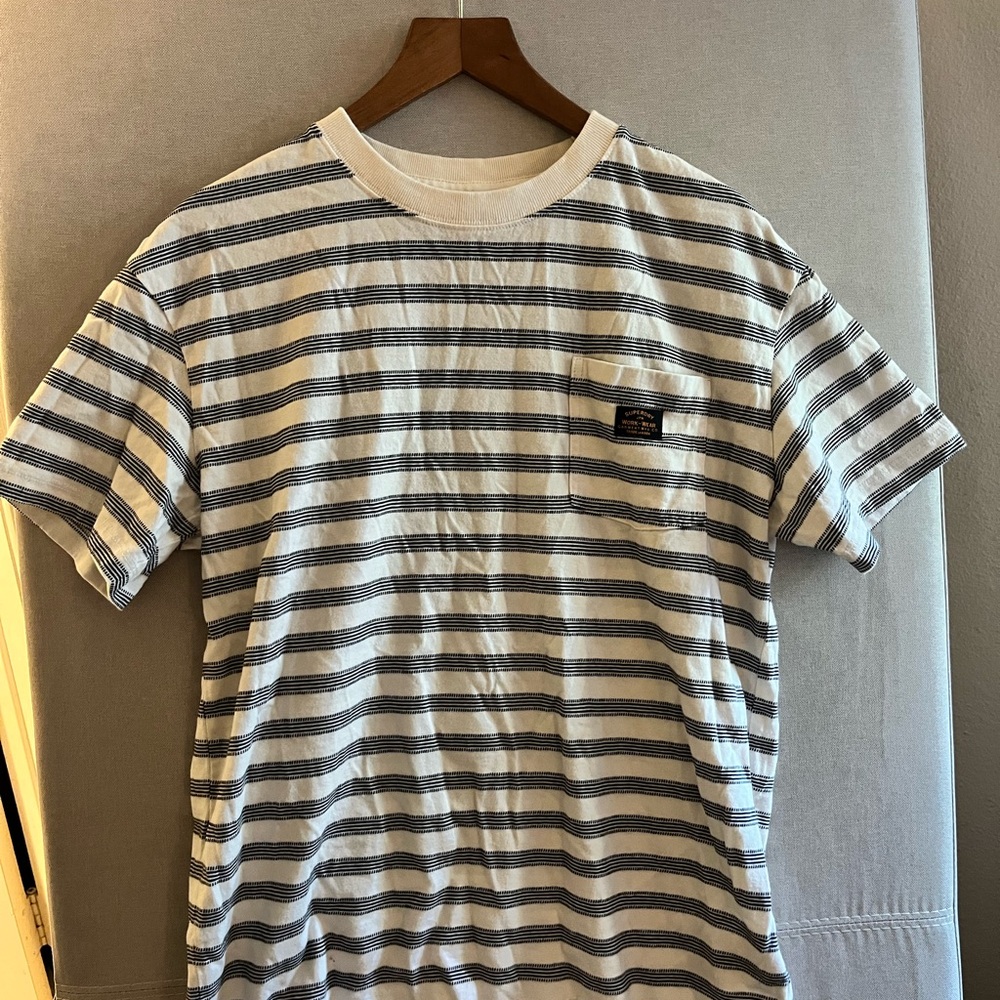 Superdry White and Black Striped Men's Shirt